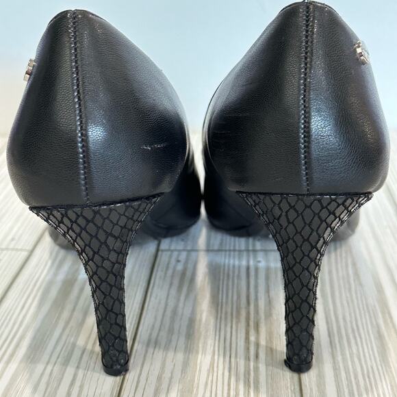 Calvin Klein black Nilly faux leather heels size 9 snakeskin print on heels - Picture 5 of 8